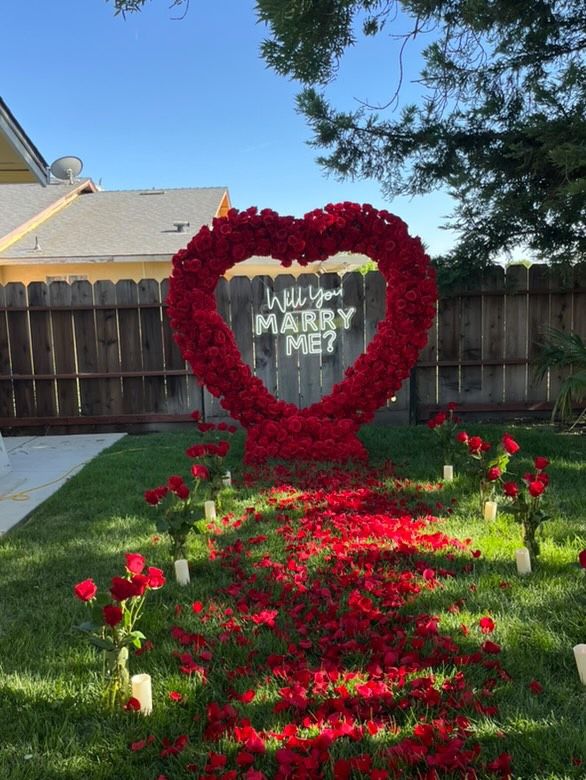 Red Heart and Flowers