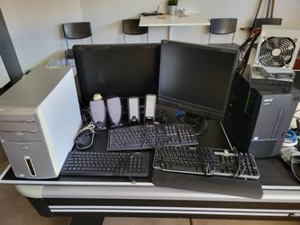 Lot Of Computers, TV/Monitor Power Supply, Speakers, Keyboards, Misc Parts & Cables