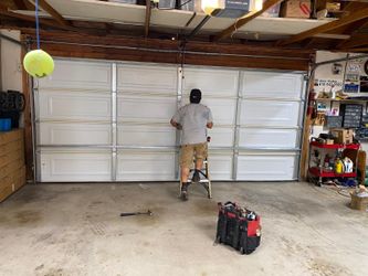 Overhead Garage Door Opener Spring Off Track And Parts Adjustment Replace 