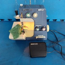 $60 Firm, Yes It's Available, White Super Lock 534 Serger, Foot Pedal, Dust Cover, Turns on but Is Stuck.  Inexpensive Fix. Vintage Sturdy overlock
