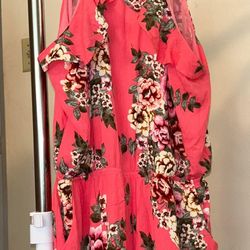 Exist Floral Printed Coral Colored Romper Size XL