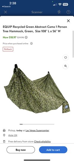 Equip Nylon Portable Camping Travel Hammock, Cammo Color