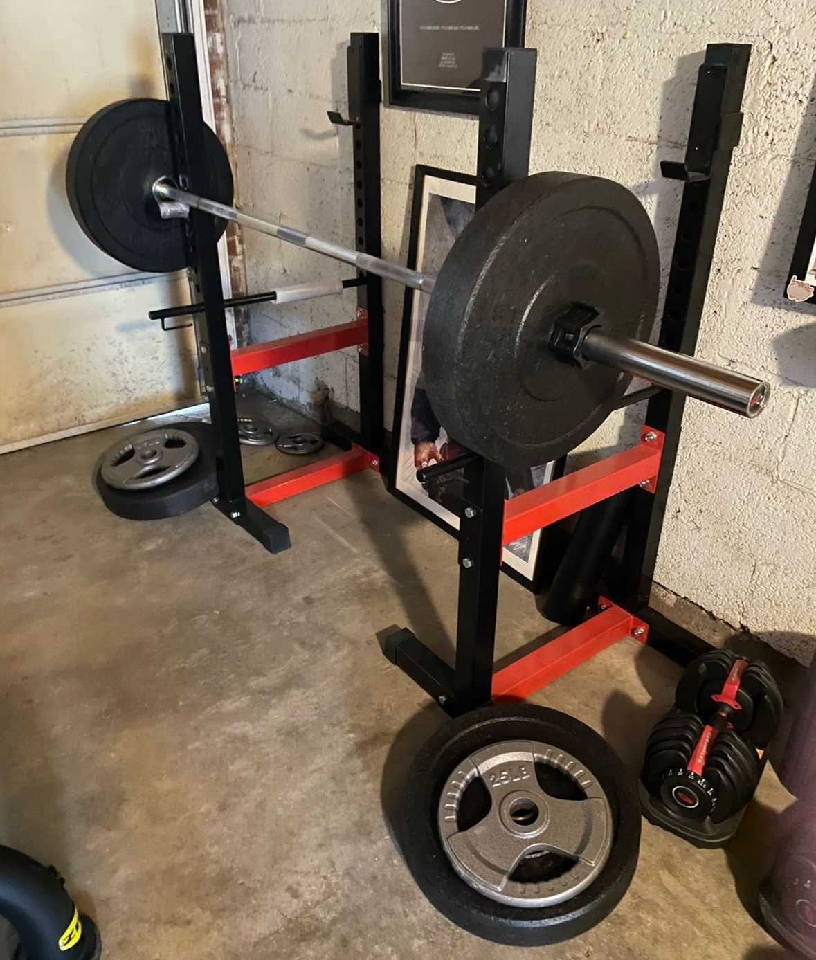 Squat Rack Barbell Weights Wrestling mats Rower Misc