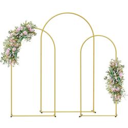Wedding Arch Backdrop Stand Set of 3(7.3FT/6.6FT/6FT),Metal Balloon Arch for Wedding Ceremony Baby Shower, Outdoor Indoor Birthday Party,Garden Floral