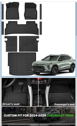 Floor Mats for 2024 2025 2026 Chevrolet Trax Upgrade Trunk Mat with Backrest Mat All Weather Floor Liners TPE Rubber Cargo Liner Fit for 2026 Chevy Tr