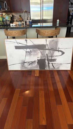 Large Abstract Black and White Framed Canvas Art