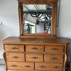 Wooden Dresser With Mirror