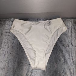 White shimmer swim high waist bikini bottom brand new, size S