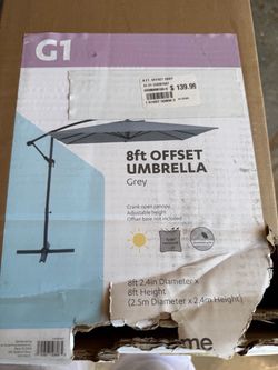 8ft Offset Patio Umbrella Grey