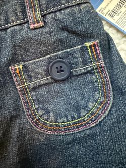 Carter's Girls 3T Denim Skort Dark Wash Rainbow Stitching Button Pockets NWT