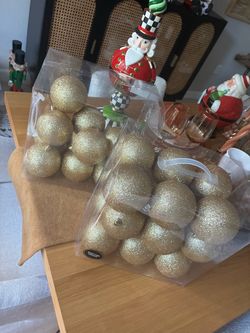 (30) gold glitter-finished shatterproof Christmas tree ball ornaments $20