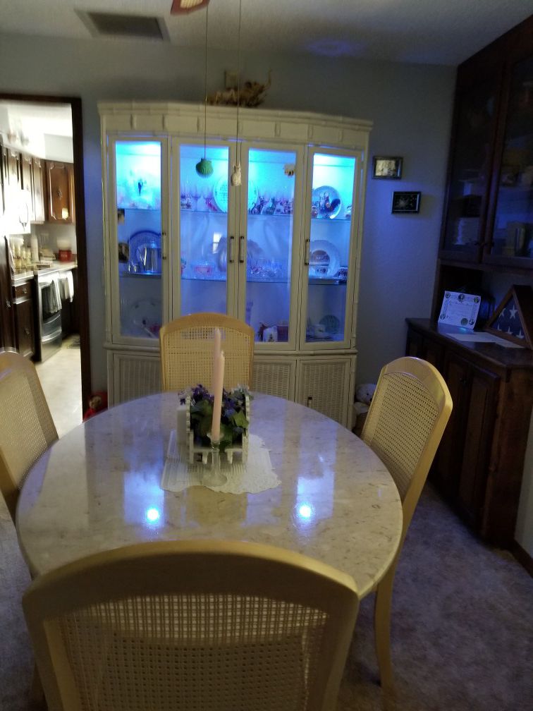White China Cabinet with lights.