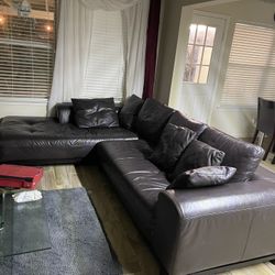 Leather brown sofa