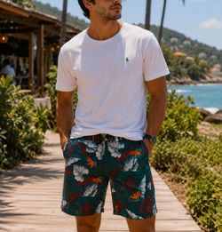 GAP Tropical Floral Chino Shorts – Size 32 – Green Multi