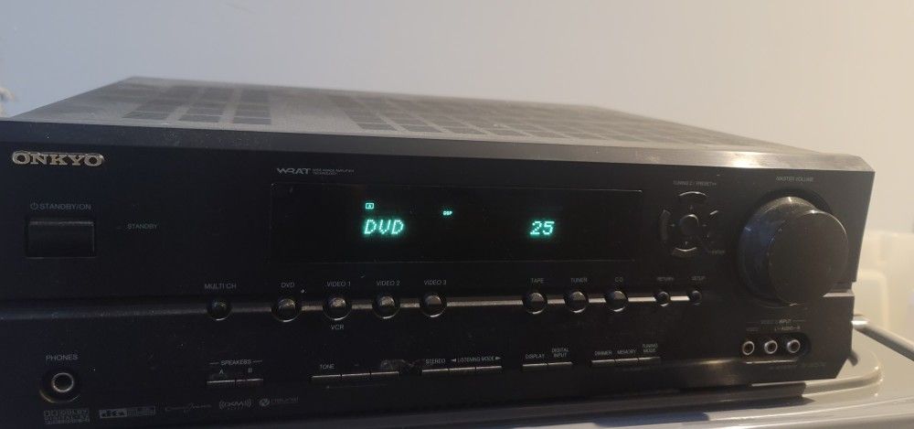 Onkyo TX-SR574-B 80 Watts per Channel x7, Built-in Dolby Digital EX, DTS ES, Dolby Pro Logic IIx, AM/FM Tuner, XM Radio Ready, Home Theater Receiver (