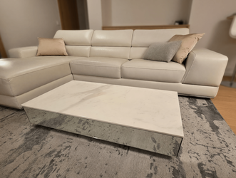 Lucio White Marble Coffee Table - Like New 47x24x9 - Astoria, NY