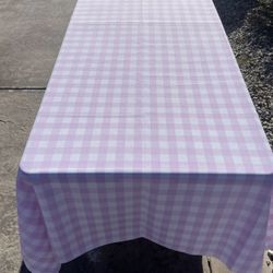 100% Polyester Checkered Tablecloth Fabric Baby PINK Gingham Table Cover US MADE