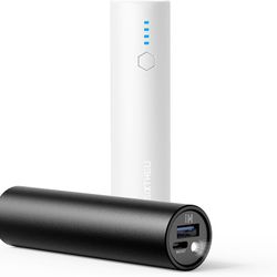 SIXTHGU Portable Charger 5000mAh, Mini Power Bank 2-Pack for iPhone Pocket-Size Cylindrical Design, 15W Fast Charging USB-C In&Out, LED Flashlight, fo