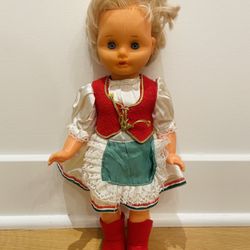 Vintage 1960's Vinyl 16” Jointed Little Girl Doll from Hungary. 
