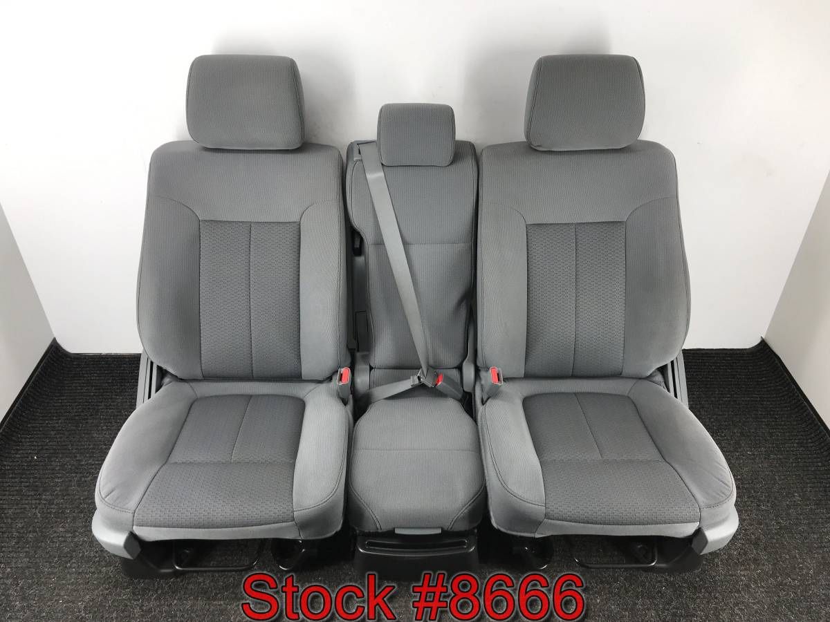 2014 Ford F150 MANUAL Gray Cloth Front 40/20/40 Bench Bucket Seats Seat Stock #8666