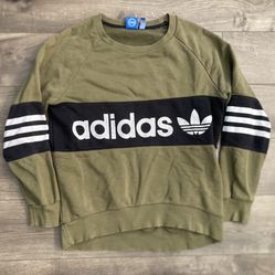 Adidas Originals Sweatshirt CrewNeck Pullover Black Stripe Military Green Small