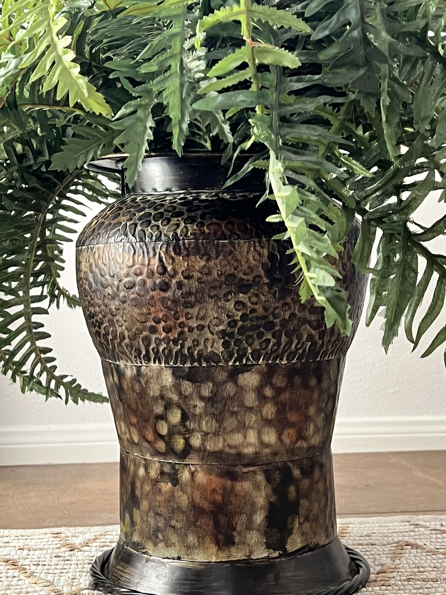 Artificial Fern In Brass Pot