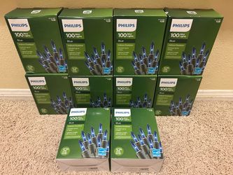10 New boxes of Philips 100 mini lights blue indoor / outdoor Energy Star Christmas holiday winter