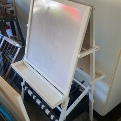 Easel, chalkboard, and whiteboard
