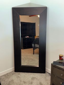 Modern Large Standing Floor Mirror - Black Wood Framed