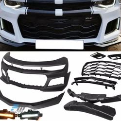 Fits 16-22 Chevy Camaro ZLI Style Front Bumper Cover + Clear Fog Lights RH LH
