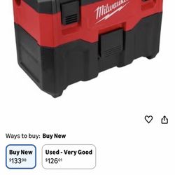 Milwaukee Wet Dry Vacuum Tool Only. Brand New!