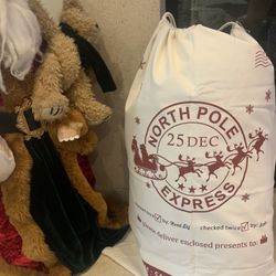 Christmas Santa Sacks, North Pole Express NEW. White 26.5” by 19.5”