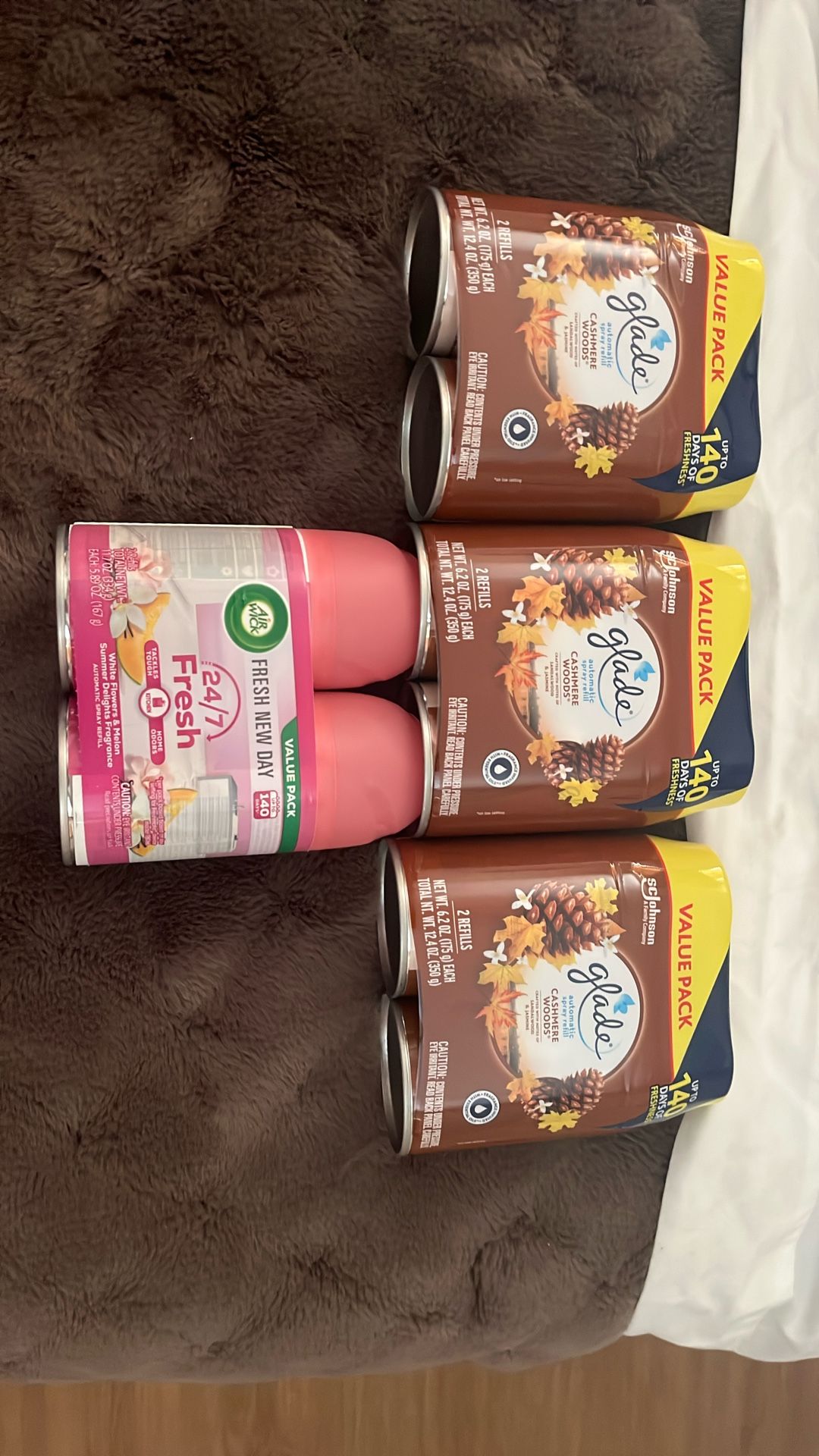 3 X Glade Cashmere Woods + Air Wick Value Pack x1