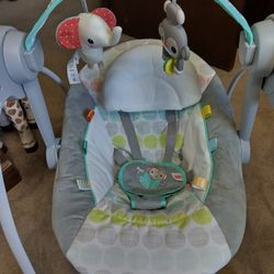 Bright Starts Whimsical Wild Portable Compact Baby Swing 