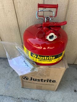 2.5 Gallon, 5/8" Metal Hose, Steel Safety Can for Flammables, Type II, AccuFlow™, Red - (contact info removed)