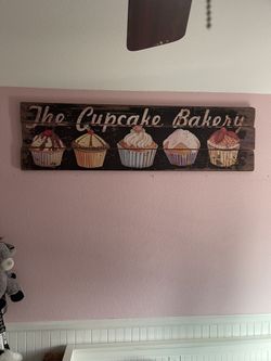Large The Cupcake Bakery Wood Sign