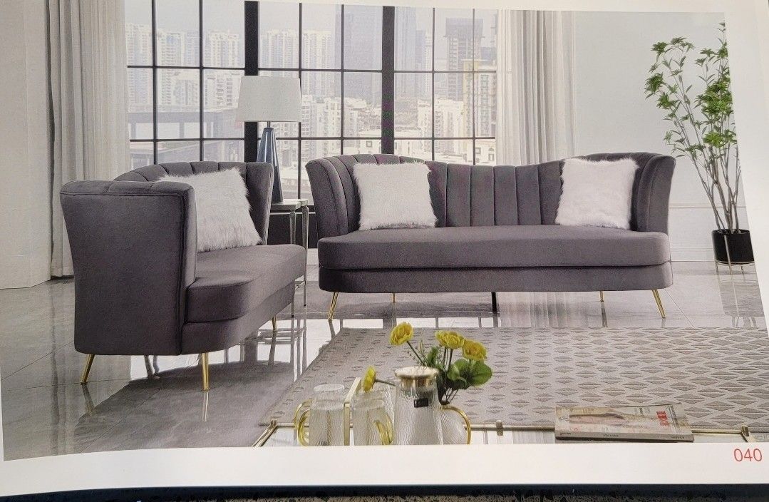 Velvet Blue/Gray Couches