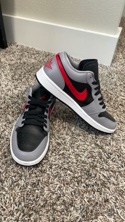 Authentic Air Jordan 1 Low “Black/Light Smoke Grey/Gym Red
