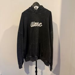 Men's WeSC Embroidered Script Logo Faded Black Hoodie - Size XL