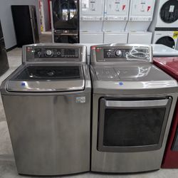 LG LIKE NEW GRAPHITE 27” TOP LOAD WASHER DRYER SET WITH WARRANTY 