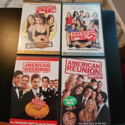 American Pie,  American Pie 2, American Wedding  & American Reunion Pre-owned DVDS 