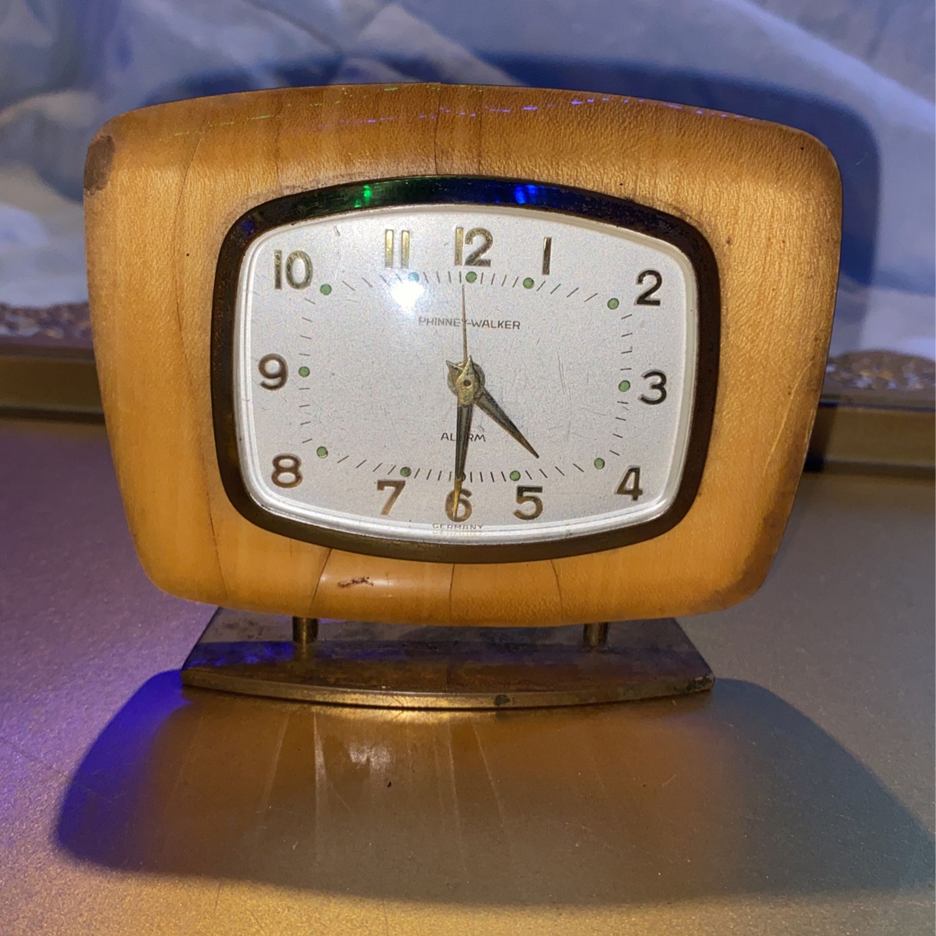 Vintage 1950s Phinne-Walker Alarm Clock, Office Clock, Desk Clock
