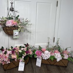 Shabby chic Artificial Flowers  arrangements (Set Of 3) New