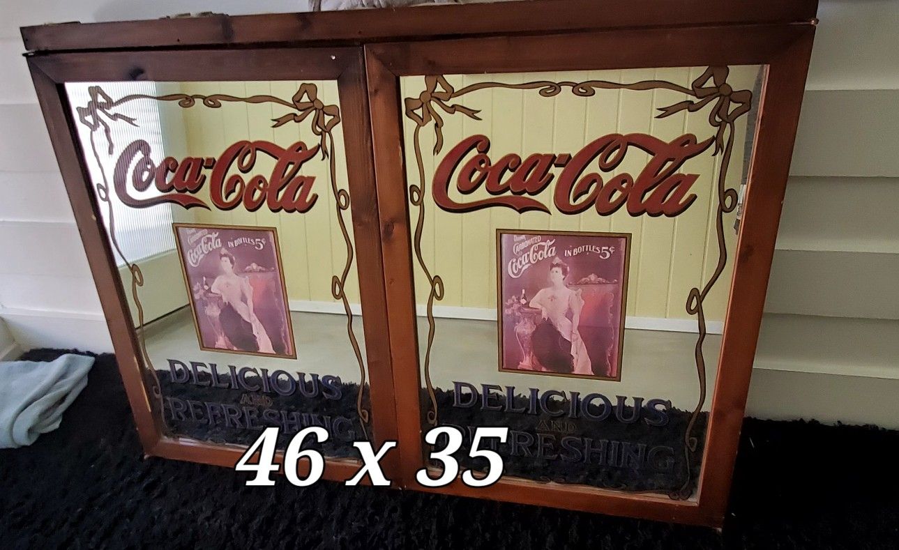 Mirror Coke Cola 25 Years And Older (2) In Cabinet