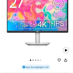 27 inch 4K USB-C , UHD (3840 x 2160) Display, 60Hz Refresh Rate, 8MS Grey-to-Grey Response Time, Built-in Dual 3W Speakers, 1.07 Billion Colors - Plat