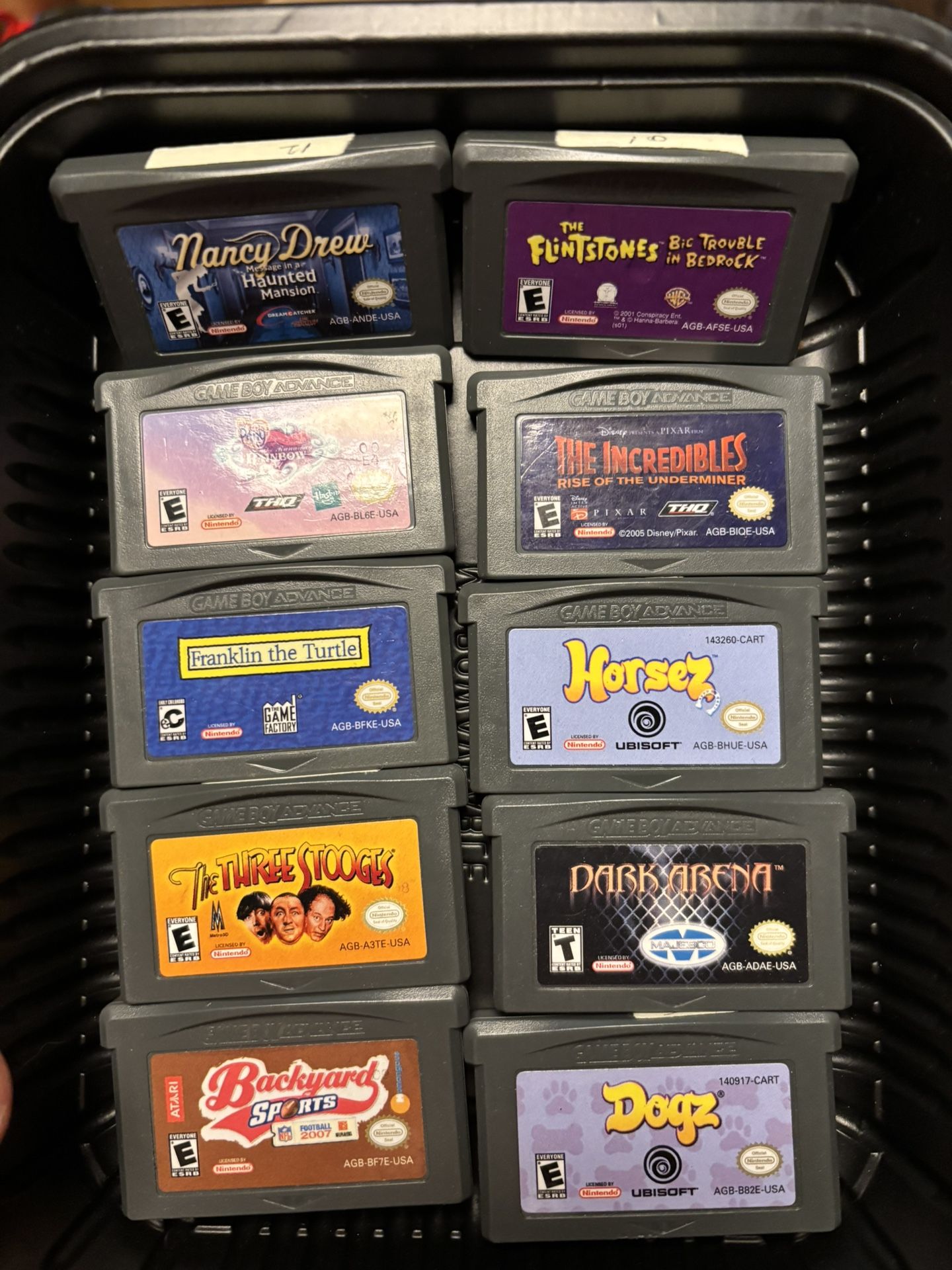 Nintendo GameBoy Advance Game Lot. Dark Arena, Nancy Drew, Three Stooges, Etc