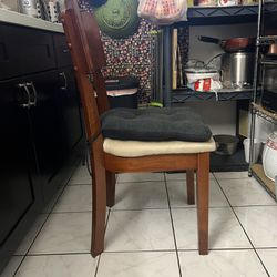   Two Wood  Dinning Chair With Seat Cushion