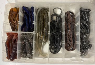 Soft Plastic Fishing Lures Tackle Box Lot