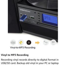 DIGITNOW Bluetooth Record Player Turntable with Stereo Speaker, CD Player,  Cassette, Radio, Aux in and SD Encoding, Remote Control, Audio Music Player