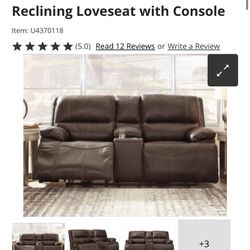 Italian leather Loveseat And Oversized Double Powered Chair Or